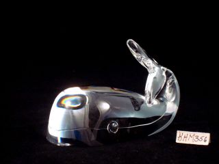 Steuben Crystal Art Glass Whale Figurine Designed by Lloyd Atkins Mint 