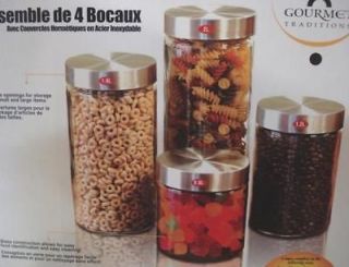 new gourmet traditions 8pc air tight glass canister set from canada 