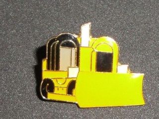 Bulldozer Bull Dozer Tractor Vtg Enamel Metal Pin Badge NOS Heavy 