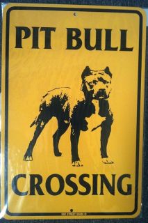 Pitbull Crossing   metal sign   dog safety warning   Beware of Dog