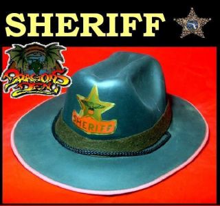 sheriffs star hat fancy dress cowboy black foam stetson time
