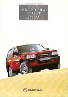 Vauxhall Frontera Sport 1994 UK Market Sales Brochure 2.0i Hardtop 