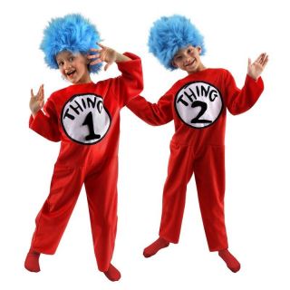 THING 1 or 2 dr. suess jumpsuit wig cat hat kids boys girls halloween 