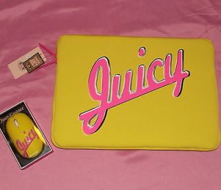 JUICY COUTURE 13 LAPTOP SLEEVE AND MATCHING WIRELESS MOUSE YELLOW AND 