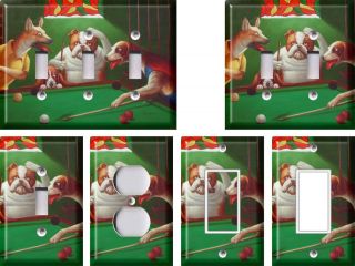 dogs playing pool 1 light switch plate more options size