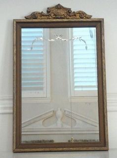 vintage gilt frame w etched reversed bevels glass mirror time