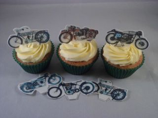  Motorbike Edible Wafer Cupcake/Fairy Cake Toppers **STAND UPS
