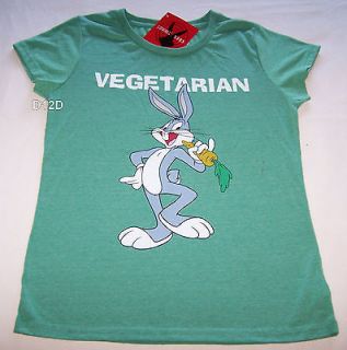 Looney Tunes Bugs Bunny Ladies Green Printed T Shirt Size L Imperfect
