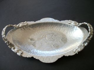 Vintage Hand Wrought RODNEY KENT Tulip Design Aluminum Tray With 
