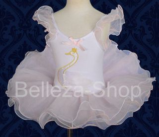 Swan Ballet Tutu Dance Costume Fancy Party Dress Girl White Pink Sz 4 