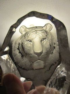   Jonasson MJ 3567 Full Lead Crystal Tiger Sculpture 7/18cm Sweden