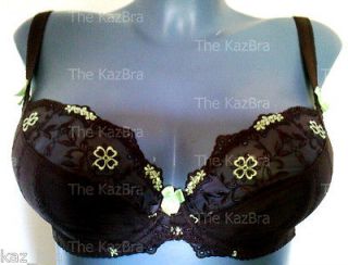 Curvy Kate Brown & Lime Underwired Bra 30F Euro 65G No Padding NEW 