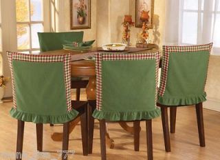 NEW SET OF 4 GREEN WITH RED PLAID DINING CHAIR BACK COVERS KITCHEN 