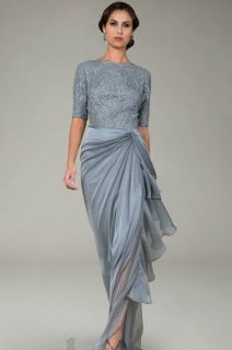 Tadashi Shoji YR735L Opal Grey Evening Gown Dress Sz 14 New NWT