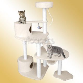   white BEST MODEL Cat Tree 2 Condo Furniture Scratch Post Pet House