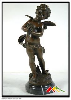 moreau bronze sculpture angel cherub w cymbol musician time left