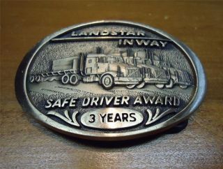 Vintage Solid Brass Landstar Inway Safe Drivers Award 3 Years Belt 