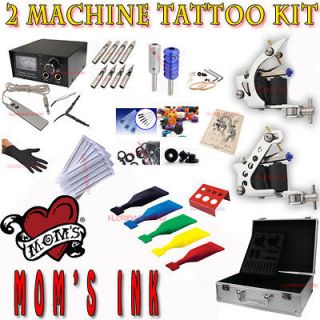   Tattoo Kit 2 Machines Gun Analog Power Supply Moms Ink Mixed Needles