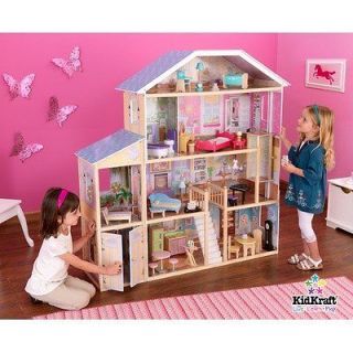   Pretend Play Dollhouse Girls Big Toy Doll House + 34pc Furniture