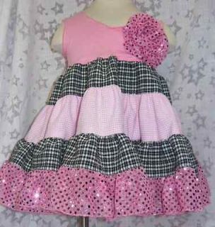 Kidcosmic Super Twirly Pink and Black Tiered Dress NWT Size 24M 2T 
