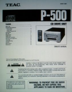 TEAC P 500 CD DRIVE UNIT OWNERS MANUAL BOUND ENG