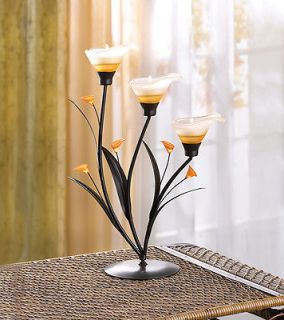 36 Amber Glass Lillies Tealight Candle Holders NEW WHOLESALE WEDDING 