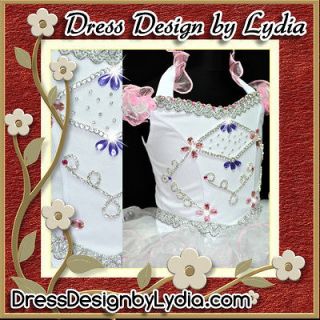 477Z White High Glitz Beauty Pageant Toddler Wear Dress 2pcs Outfit 3 