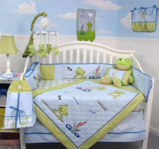 Boutique Dancing Frog Baby Crib Nursery Bedding Set 13 pcs included 