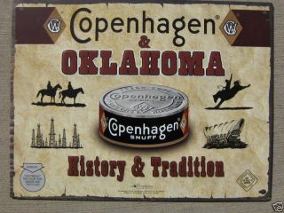 copenhagen oklahoma history tradition metal sign  34