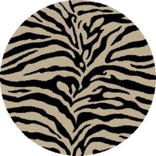 New Black and White Zebra Print 7 Round Animal Print Shag Rug