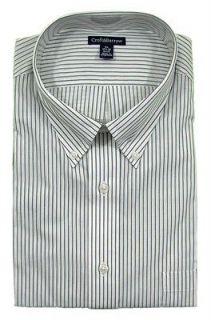   Croft & Barrow Long Sleeve Classic Fit Dress Shirt White Green Stripes