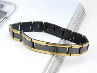   Mens Heavy Stainless Steel Bangle Black Gold Plated Bracelet Bangle