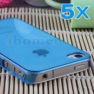 Wholesale 5Pcs/Lot Blue Clear Ultra Thin Hard Case Cover For iPhone 