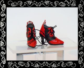 Urban Vita Tyler Gene Rini 14 16 Doll Shoe RED REVANOUS GOTH BOOTS 