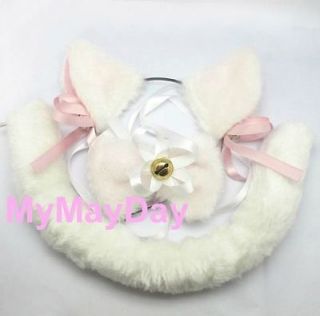 Newly listed White Cat Ear Tail Bow Tie Hair Clip Cosplay Costumes 