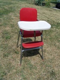 Vtg Retro Red & White COSCO Chrome Baby Feeding High Chair 50s or 60 