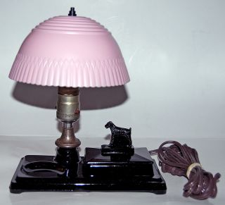   Smith Black Dog / Standing Terrier Lamp with Cigarette / Trinket Box