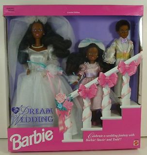   Dream Wedding Barbie, Stacie, Todd, African American 1993 RARE  NRFB