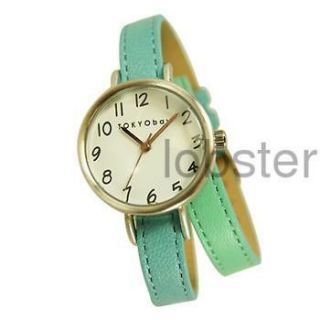   GIRLS WOMENS DOPIO BLUE WRAP 2 COLOR LEATHER BAND WATCH TOKYOBAY