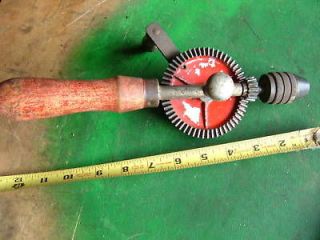 vtg antique hand crank drill farm tool CM co. mfg