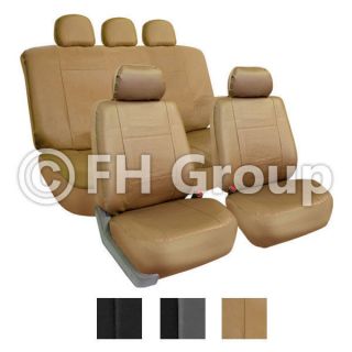   Detachable Headrests and Solid Bench Beige & Black (Fits Toyota