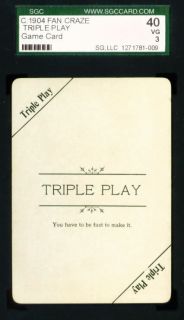 1904 fan craze baseball game card triple play sgc 40