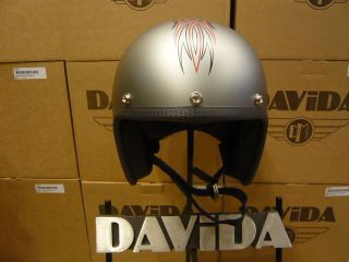 Davida Speedster Motorcycle Biker Vintage Helmet   Matte Silver 
