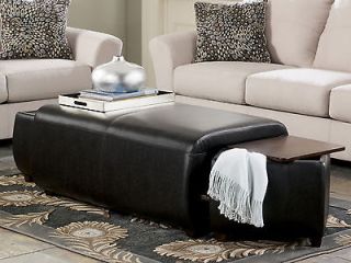   LEATHER WRAPPED RECTANGULAR STORAGE COCKTAIL COFFEE TABLE LIVING ROOM
