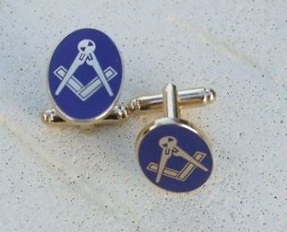 Masonic BOXED Set GENTS FREEMASON Oval CUFFLINKS Gold Finished