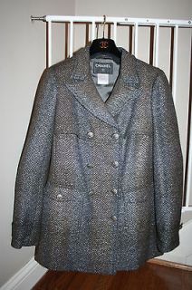auth exquisite 6k chanel 07a grey tweed jacket coat 40 nwot