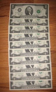 two dollar bills frn 2003a bep notes