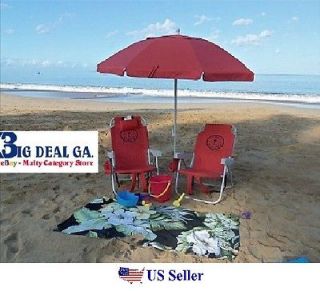   Bahama Backpack Cooler Beach Chairs Plus 7 Beach Umbrella Red New