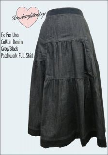 Ex Per Una by M&S cotton black denim full skirt size 8, 10, 12, 14, 16 