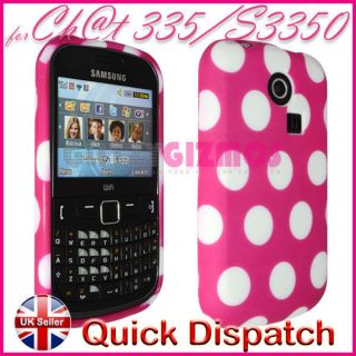 WHITE POLKA DOTS PINK SILICONE GEL CASE COVER FOR SAMSUNG CHAT CH@T335 